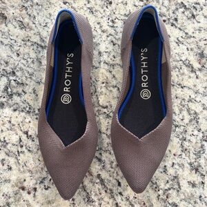 Rothy's Women's Taupe Flats with Blue Trim